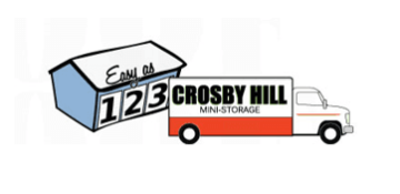Crosby Hill Mini Storage logo — a storage building marked Easy as 1 2 3 and a moving truck